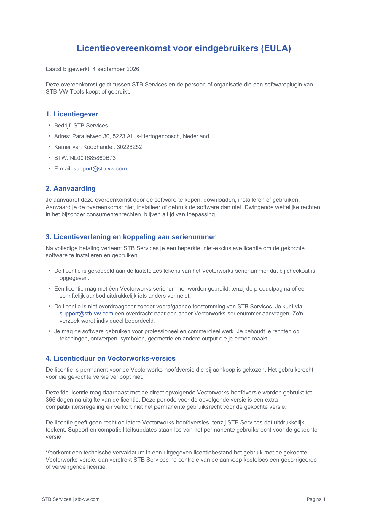 Licentieovereenkomst voor eindgebruikers (EULA) page 1