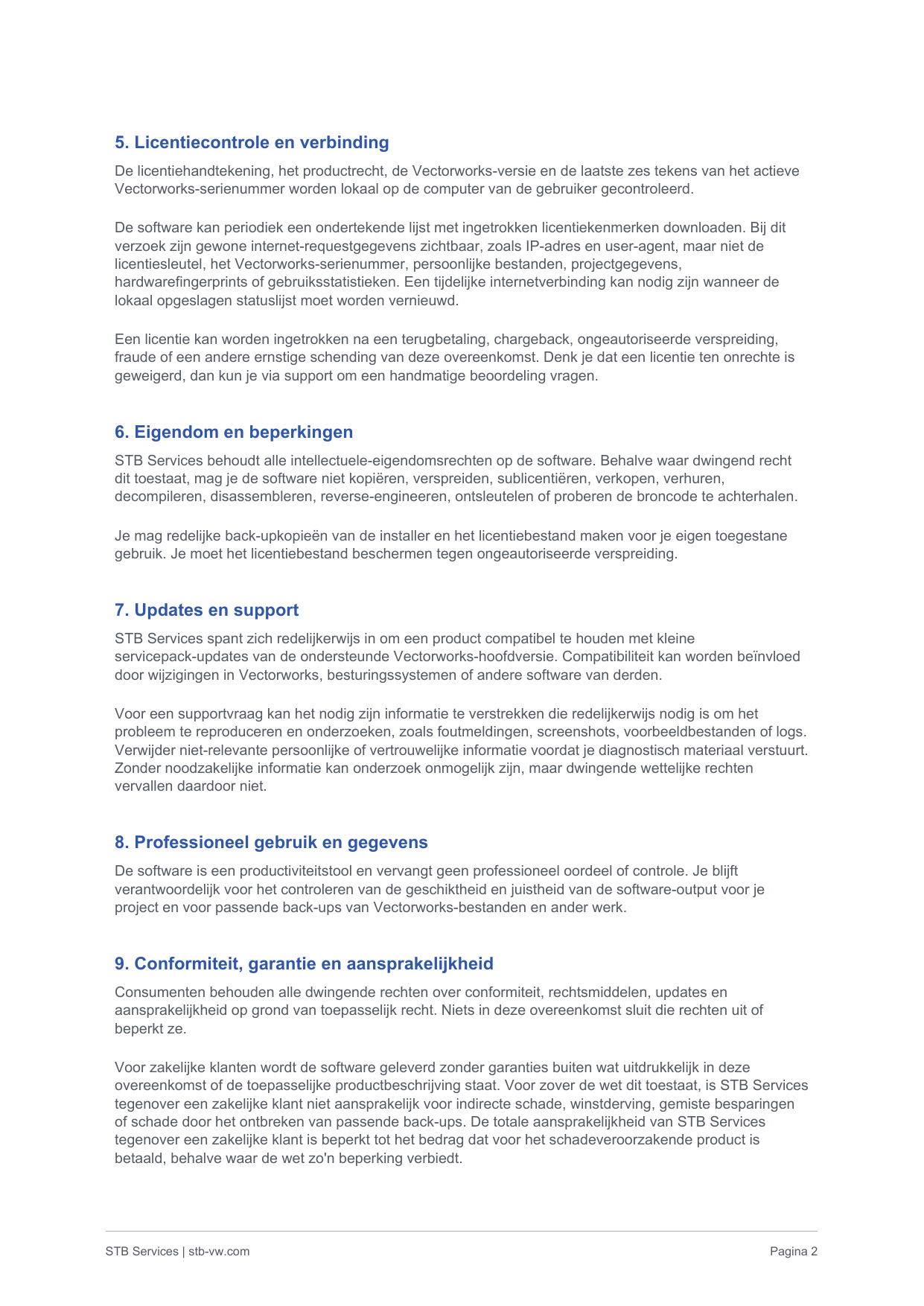 Licentieovereenkomst voor eindgebruikers (EULA) page 2