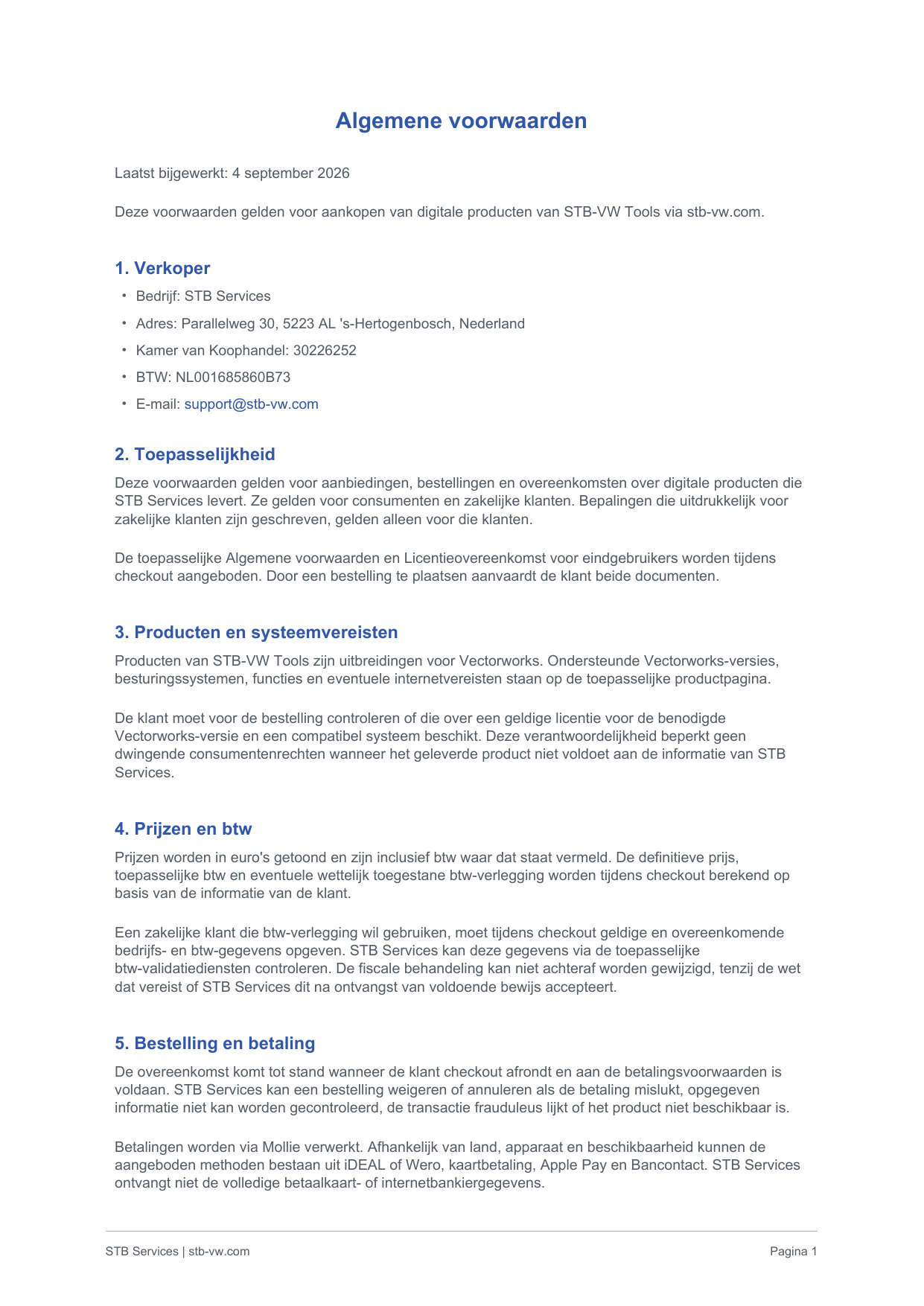 Algemene voorwaarden page 1