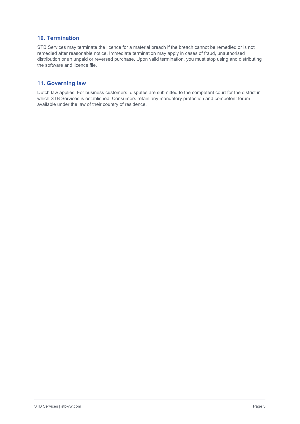 End User Licence Agreement (EULA) page 3